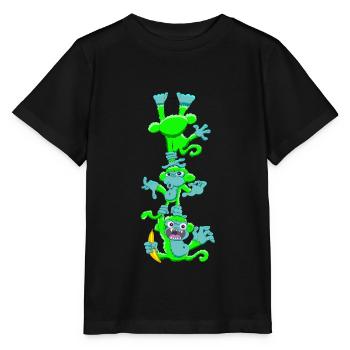 Don't give sugar to the neon green monkeys! - Stanley/Stella MINI CREATOR Kids’ T-Shirt - black - Front - Mikhail (115cm)