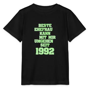 Ehe Ehefrau Frau Freundin Jahr1992 - Stanley/Stella Kinder T-Shirt MINI CREATOR  - Schwarz - Vorne - Mikhail (115cm)