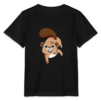 Funny Beaver Comic Style - Stanley/Stella MINI CREATOR Kids’ T-Shirt - black - Front - Mikhail (115cm)
