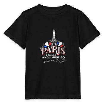 Cute Paris France Holiday Lovers Funny Rei - Stanley/Stella MINI CREATOR Kids’ T-Shirt - black - Front - Mikhail (115cm)