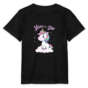 Glänzen wie ein Stern Einhorn Inspiration - Stanley/Stella Kinder T-Shirt MINI CREATOR  - Schwarz - Vorne - Mikhail (115cm)