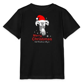 Merry Christmas Schafbock Frohe Weihnachten - Stanley/Stella Kinder T-Shirt MINI CREATOR  - Schwarz - Vorne - Mikhail (115cm)