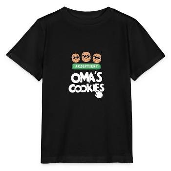 Omas Cookies – Lustig Oma Spruch Küche Backen - Stanley/Stella Kinder T-Shirt MINI CREATOR  - Schwarz - Vorne - Mikhail (115cm)