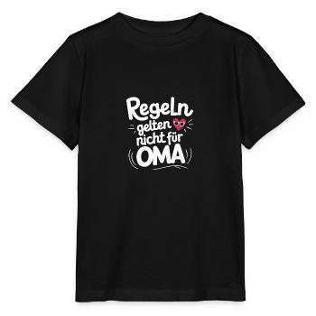Regeln-Oma Lustiger Spruch Unikat Omi Liebe - Stanley/Stella Kinder T-Shirt MINI CREATOR  - Schwarz - Vorne - Mikhail (115cm)