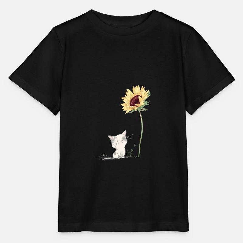 Katze mit Sonnenblume - Stanley/Stella Kinder T-Shirt MINI CREATOR  - Schwarz