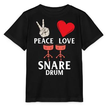 Peace Love Caisse claire Instrument de caisse claire - T-shirt bio MINI CREATOR Stanley/Stella Enfant - noir - Devant - Mikhail (115cm)