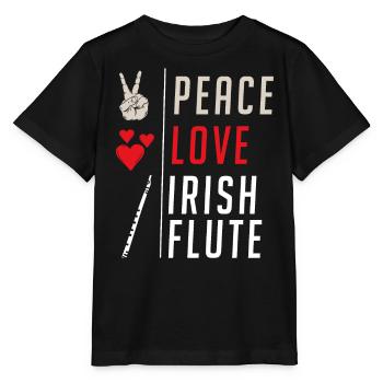 Peace Love Irish Flute Leprechaun Flute - Stanley/Stella Kinder T-Shirt MINI CREATOR  - Schwarz - Vorne - Mikhail (115cm)