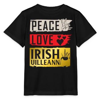 Peace Love Irish Uilleann Instrument - Stanley/Stella Kinder T-Shirt MINI CREATOR  - Schwarz - Vorne - Mikhail (115cm)
