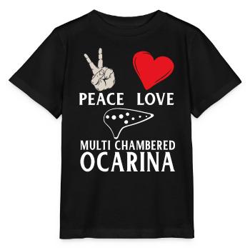 Peace Love Musique Ocarina Multi Chambrée - T-shirt bio MINI CREATOR Stanley/Stella Enfant - noir - Devant - Mikhail (115cm)