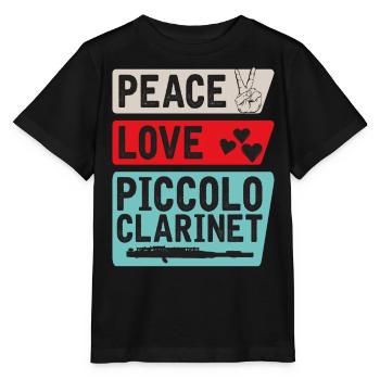 Peace Love Piccolo Instrument de clarinette - T-shirt bio MINI CREATOR Stanley/Stella Enfant - noir - Devant - Mikhail (115cm)