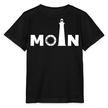 Am Leuchtturm sagt man "Moin" - Stanley/Stella Kinder T-Shirt MINI CREATOR  - Schwarz - Vorne - Mikhail (115cm)