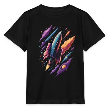 Rakete, Weltall, Raumschiff, Geburtstagsgeschenk - Stanley/Stella Kinder T-Shirt MINI CREATOR  - Schwarz - Vorne - Mikhail (115cm)