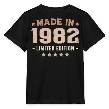 Hergestellt 1982 Jubiläumsgeschenk 1982 Jahrgang 1982 - Stanley/Stella Kinder T-Shirt MINI CREATOR  - Schwarz - Vorne - Mikhail (115cm)