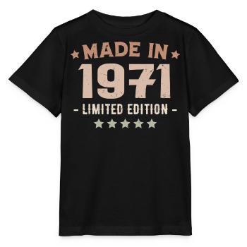 Baujahr 1971 Jubiläumsgeschenk 1971 Jahrgang 1971 - Stanley/Stella Kinder T-Shirt MINI CREATOR  - Schwarz - Vorne - Mikhail (115cm)