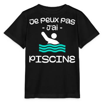 Je Peux Pas J'ai Piscine - T-shirt bio MINI CREATOR Stanley/Stella Enfant - noir - Devant - Mikhail (115cm)
