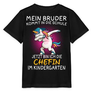 Mon frère commence l’école, maintenant c’est moi qui suis - T-shirt bio MINI CREATOR Stanley/Stella Enfant - noir - Devant - Mikhail (115cm)