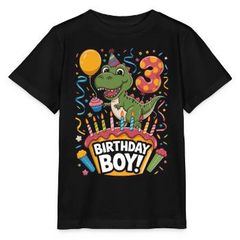 Dinosaur 3rd Birthday Birthday Boy 3 - Stanley/Stella MINI CREATOR Kids’ T-Shirt - black - Front - Mikhail (115cm)