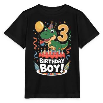 Dinosaure 3ème Anniversaire Anniversaire Garçon 3 - T-shirt bio MINI CREATOR Stanley/Stella Enfant - noir - Devant - Mikhail (115cm)