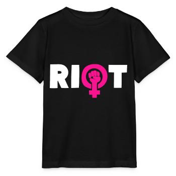 Riot Girl Power - Stanley/Stella Kinder T-Shirt MINI CREATOR  - Schwarz - Vorne - Mikhail (115cm)
