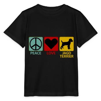 German Hunting Terrier Hunting Dog Peace Love - Stanley/Stella MINI CREATOR Kids’ T-Shirt - black - Front - Mikhail (115cm)