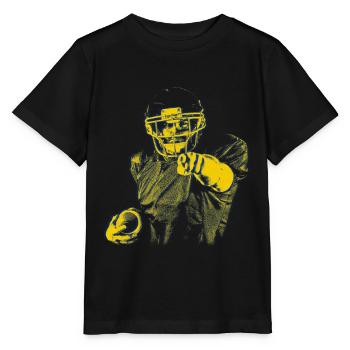 Yellow Blue Football Star Index Finger - Stanley/Stella MINI CREATOR Kids’ T-Shirt - black - Front - Mikhail (115cm)