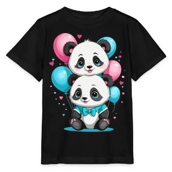 Süße Panda - Stanley/Stella Kinder T-Shirt MINI CREATOR  - Schwarz - Vorne - Mikhail (115cm)