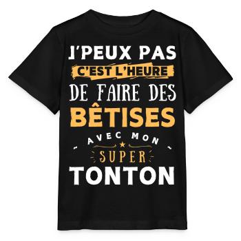 Bêtises avec super tonton - Cadeau humour enfant - T-shirt bio MINI CREATOR Stanley/Stella Enfant - noir - Devant - Mikhail (115cm)