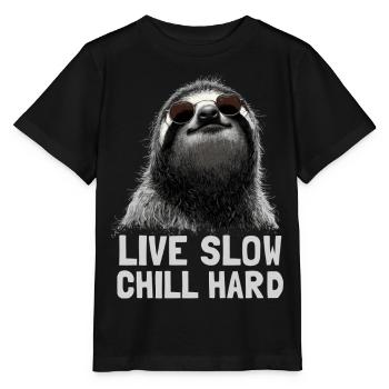 Chilliges Faultier mit Sonnenbrille - Stanley/Stella Kinder T-Shirt MINI CREATOR  - Schwarz - Vorne - Mikhail (115cm)