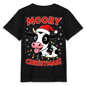 Ferme fermière de Noël en forme de vache - T-shirt bio MINI CREATOR Stanley/Stella Enfant - noir - Devant - Mikhail (115cm)