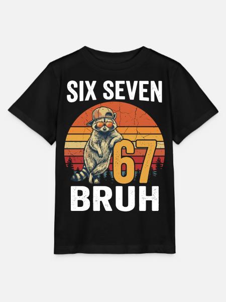 Six Seven 67 Waschbär Sonnenbrille Bruh Meme - Stanley/Stella Kinder T-Shirt MINI CREATOR - Schwarz