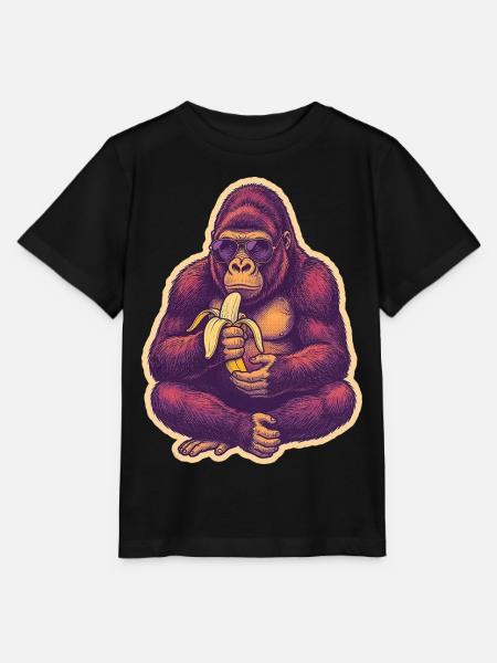 Gorilla Mit Sonnenbrille Isst Banane - Stanley/Stella Kinder T-Shirt MINI CREATOR  - Schwarz
