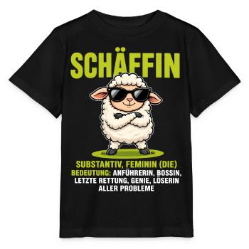 Schäffin - Lustiges Schaf Design für Chefinnen - Stanley/Stella Kinder T-Shirt MINI CREATOR  - Schwarz - Vorne - Mikhail (115cm)
