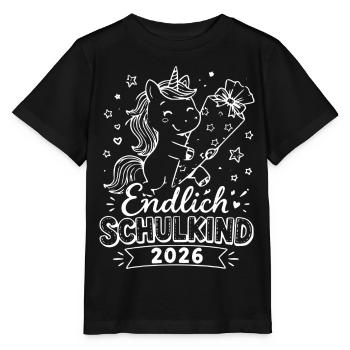Endlich Schulkind 2026 Einhorn - Stanley/Stella Kinder T-Shirt MINI CREATOR  - Schwarz - Vorne - Mikhail (115cm)