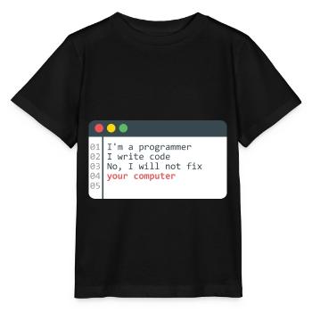 Programmeur HTML Programmation de codage de codeur informatique - T-shirt bio MINI CREATOR Stanley/Stella Enfant - noir - Devant - Mikhail (115cm)