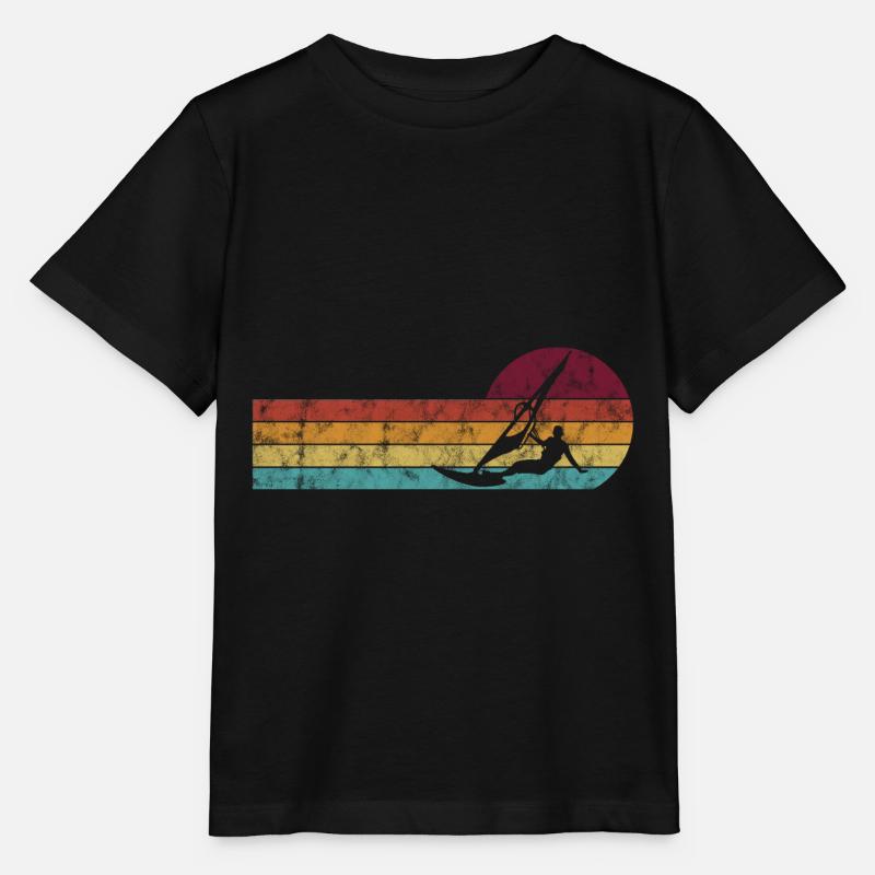 Planche à voile Windsurfing Retro - T-shirt bio MINI CREATOR Stanley/Stella Enfant - noir