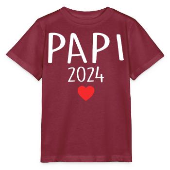 Dad - Daddy-to-be 2024 - Stanley/Stella MINI CREATOR Kids’ T-Shirt - burgundy - Front - Kain (125cm)