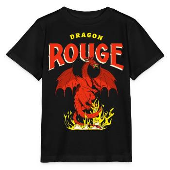 Dragon Rouge et Flammes - T-shirt bio MINI CREATOR Stanley/Stella Enfant - noir - Devant - Mikhail (115cm)
