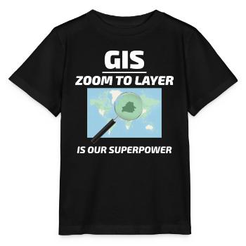 SIG Zoom sur la cartographie des couches Technologie géospatiale - T-shirt bio MINI CREATOR Stanley/Stella Enfant - noir - Devant - Mikhail (115cm)