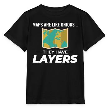 Couches cartographiques SIG Cartographie Données géographiques - T-shirt bio MINI CREATOR Stanley/Stella Enfant - noir - Devant - Mikhail (115cm)