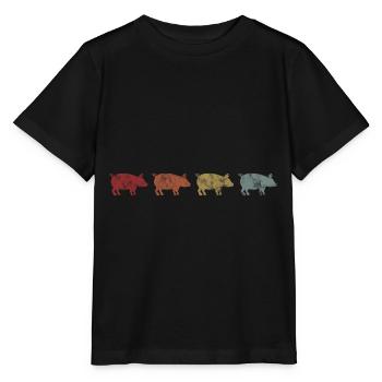 Porcs porcs rétro porc fermier truie eber cochon - T-shirt bio MINI CREATOR Stanley/Stella Enfant - noir - Devant - Mikhail (115cm)