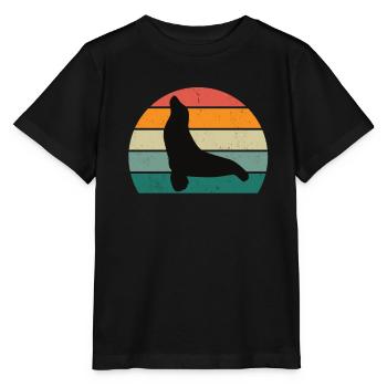 Seal Seal Seals Swimming Eared Seal Seal - Stanley/Stella MINI CREATOR Kids’ T-Shirt - black - Front - Mikhail (115cm)
