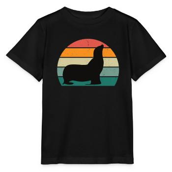 Seal Seal Seals Swimming Eared Seal Seal - Stanley/Stella MINI CREATOR Kids’ T-Shirt - black - Front - Mikhail (115cm)