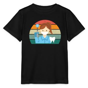 zahnärztin zahn zähne bohrer bohren zahn zahnarzt - Stanley/Stella Kinder T-Shirt MINI CREATOR  - Schwarz - Vorne - Mikhail (115cm)