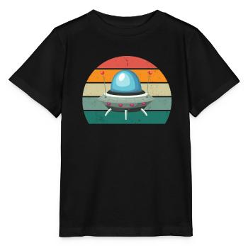 aliens alien space space flying UFOs UFO - Stanley/Stella MINI CREATOR Kids’ T-Shirt - black - Front - Mikhail (115cm)