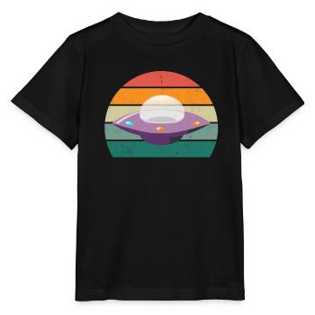 aliens alien space space flying UFOs UFO - Stanley/Stella MINI CREATOR Kids’ T-Shirt - black - Front - Mikhail (115cm)