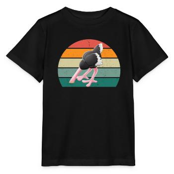 strauße laufvögel laufvogel vogel strauß afrika - Stanley/Stella Kinder T-Shirt MINI CREATOR  - Schwarz - Vorne - Mikhail (115cm)