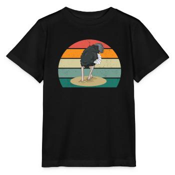 strauße laufvögel laufvogel vogel strauß afrika - Stanley/Stella Kinder T-Shirt MINI CREATOR  - Schwarz - Vorne - Mikhail (115cm)
