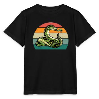Schlange Boa Reptilien Würgeschlange Giftschlange - Stanley/Stella Kinder T-Shirt MINI CREATOR  - Schwarz - Vorne - Mikhail (115cm)