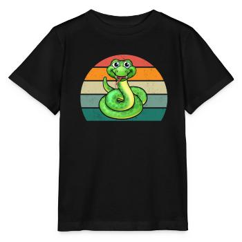 Schlange Boa Reptilien Würgeschlange Giftschlange - Stanley/Stella Kinder T-Shirt MINI CREATOR  - Schwarz - Vorne - Mikhail (115cm)