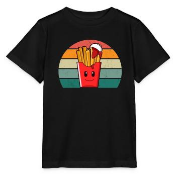 French fries Potato Potatoes Frying - Stanley/Stella MINI CREATOR Kids’ T-Shirt - black - Front - Mikhail (115cm)